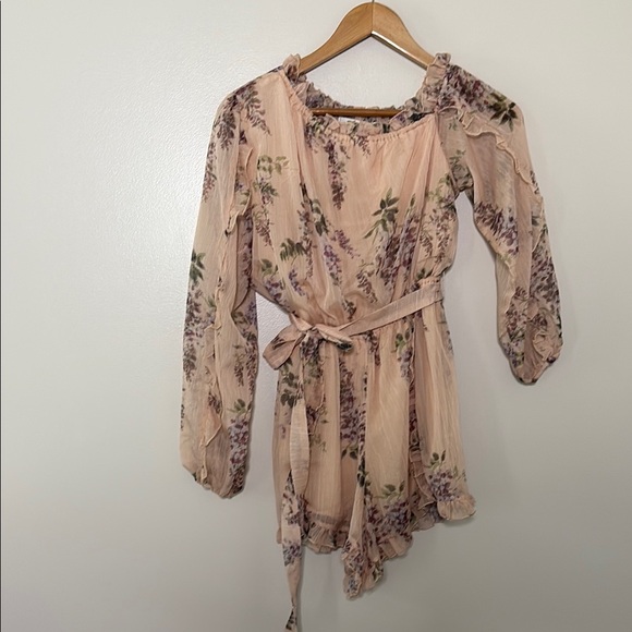 Allison New York One Shoulder Floral Romper ruffle one-piece coquette romantic M - Picture 2 of 12